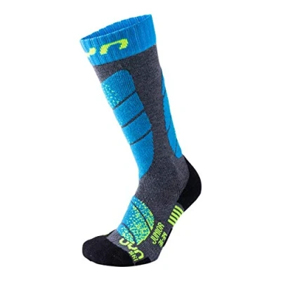 Afbeelding van Skisok UYN Junior Medium Grey Melange Turquoise Schoenmaat 27 30