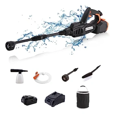 Afbeelding van Yard Force AquaJet 2 accu hogedrukreiniger LW C04 met 5 in 1 verstelbaar mondstuk, max. 45 bar, 360 l/u, elektrische draagbare accessoires, incl. 20 V/4,0 Ah lithium ion