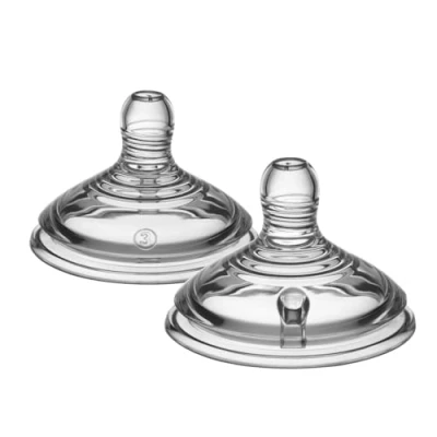 Afbeelding van Tommee Tippee Closer to Nature Fopspeen voor babyfles, anti koliekventiel, zachte siliconen, snelle doorstroming, 6 m, 2 stuks