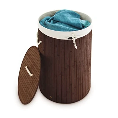 Afbeelding van relaxdays Opvouwbare wasmand Bamboe hout 80 liter / 65 cm hoog.