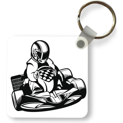 Afbeelding van Sleutelhanger een illustratie van karter op witte achtergrond Plastic Rond Uitdeelcadeautjes