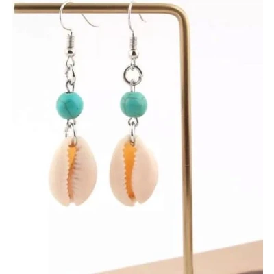Afbeelding van Jomide Schelp oorhangers Bohemian Turquoise