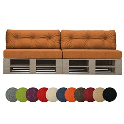 Afbeelding van Chilly Pilley Palletkussen Schuimvlokken Palletmeubilair Palletbank Rugleuning Gewatteerd Zitkussen Verwijderbare Zijkussenset (Set Van 4, Oranje)
