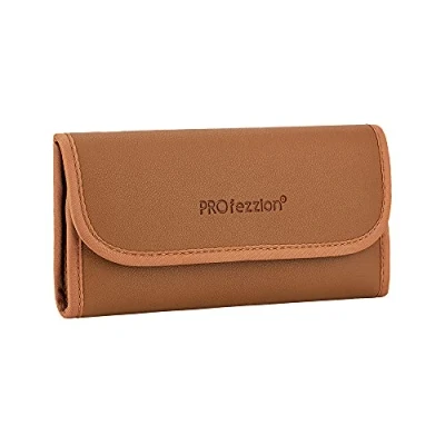 Afbeelding van PROfezzion Filter Pouch 4 Zakken Camera Lens Portemonnee Houder voor UV ND CPL DSLR Ronde Filters tot 58mm Opslag, Bruin Fotografie Tas