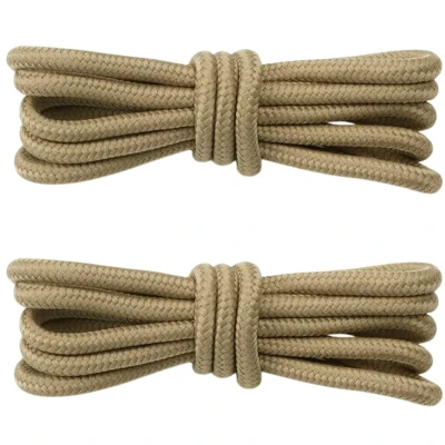 Afbeelding van Fako Fashion® Schoenveters Veters Rond Gevlochten 5mm 100cm 1 Paar 2 Stuks Khaki