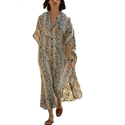 Afbeelding van YouKD Dames Zomervest Maxi Bohemian Jurk Strandbedekking Badjas Lange Kimono One Size