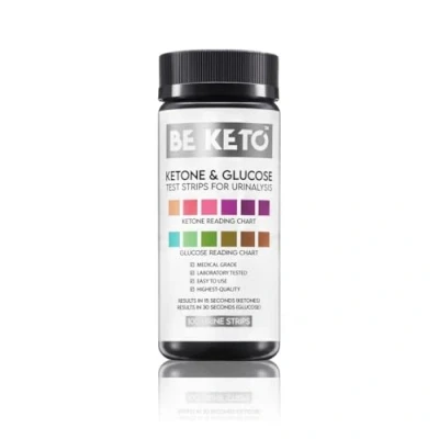 Afbeelding van Be Keto Ketone &amp; Glucose Test strips 100 Ketose dieet Ketonentest