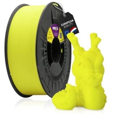 Afbeelding van WINKLE PLA HD filament, fluorescerend, geel, elektrisch, voor 3D printers, 1,75 mm, 1 kg, geel PLA, fluorescerende look, spoel met kg