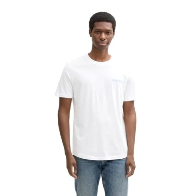 Afbeelding van TOM Tailor Denim Tshirt basic, Heren, Maat: Large, White