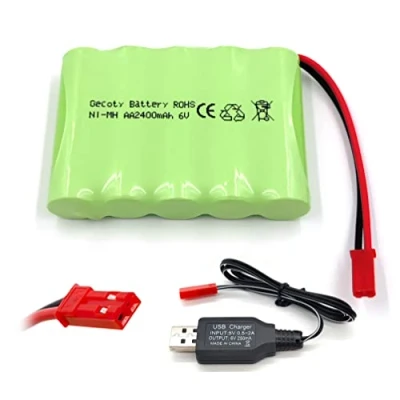 Afbeelding van Gecoty® 6 V 2400 mAh oplaadbare Ni MH AA accupack met oplaadkabel (JST stekker)