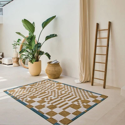 Afbeelding van Retro vloerkleed Chess Honey 9338 200x280cm Louis de Poortere