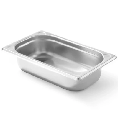 Afbeelding van HENDI Gastronorm container, temperatuurbestendig van 40 tot 300C, geschikt voor ovens, bain marie en vriezers, chafing dishes, versterkte hoeken, 1.8L, GN 1/4, 265x162x(H)65mm, roestvast staal