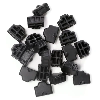 Afbeelding van QSFPTEK 20 stks RJ45 Cover Cap Netwerk Switch Ethernet poort Anti Stof Cap, Protector Stopper Zwart, Silicone,