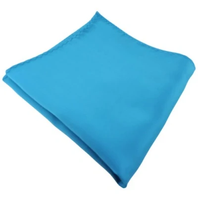 Afbeelding van TigerTie Designer Pochet in Effen Cavalierdoek 30 x cm, Turquoise Blauw Waterblauw, Einstecktuchgröße: Ca. Länge Breite cm
