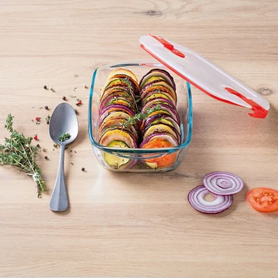 Afbeelding van Hermetische Lunchtrommel Pyrex Cook &amp; Heat 25 x 22 7 cm 2,2 L Transparant Glas (4 Stuks)