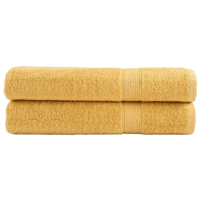 Afbeelding van Handdoeken 2 st 600 g/m 100x200 cm 100% katoen goudkleurig