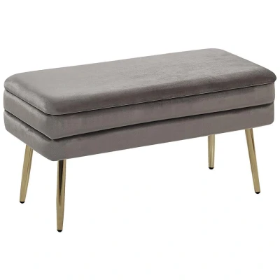 Afbeelding van Beliani Hocker DURHAM Grijs fluweel