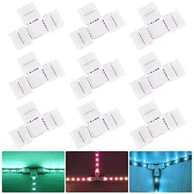 Afbeelding van 9 STKS Led Strip Light Connector RGB Connectors 5 Pin t Vorm Licht voor 12 Mm RGBW 5050