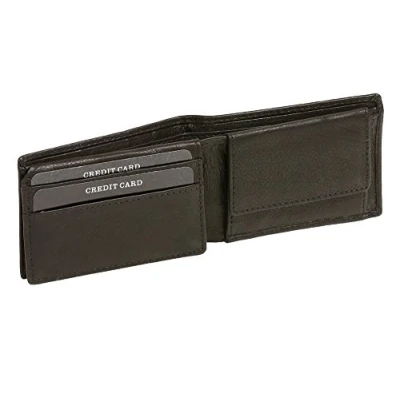 Afbeelding van LEAS Klassieke mini portemonnee voor dames en heren, RFID bescherming, etui met klep, extra plat in liggend formaat, echt leer, zwart, 10x7cm, Minimalistisch