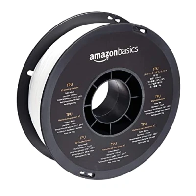 Afbeelding van Amazon Basics TPU filament, 3D printer, 1,75 mm, spoel van 1 kg, wit