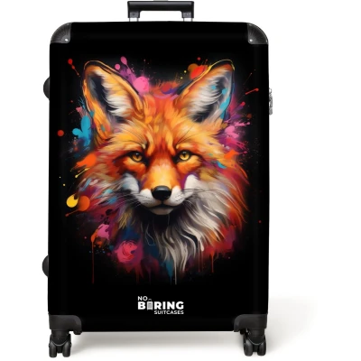 Afbeelding van NoBoringSuitcases.com® Koffer groot Reiskoffer lichtgewicht Vos als street art kunstwerk Rolkoffer met 4 wielen Grote trolley XL 98 liter bagage