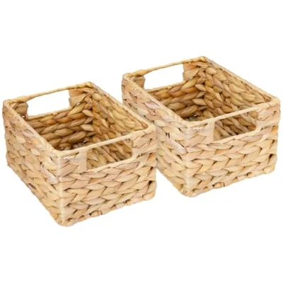 Afbeelding van HMF Opbergmand, gevlochten van waterhyacint, zeegras, set 2, maat S, 22 x 17 12 cm