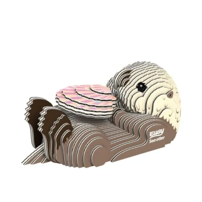 Afbeelding van Eugy 3d puzzel Zeeotter 9 X 4,5 Cm Karton Grijs/wit 60 delig