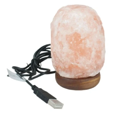 Afbeelding van Starlite Himalayan zoutlamp wit met LED kleurenwisselaar voor USB aansluiting.