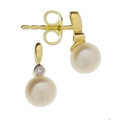 Afbeelding van Trendjuwelier huiscollectie Oorknoppen Parel en Diamant 0.02 Ct.