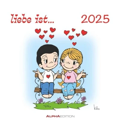 Afbeelding van liebe ist... 2025 Postkarten Kalender mit zum raustrennen 16x17