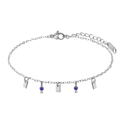 Afbeelding van Lucardi Dames Stalen Armband met lapis lazuli Staal Zilverkleurig 20 cm
