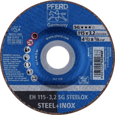 Afbeelding van PFERD EH 115 3,2 SG STEELOX 61332432 Doorslijpschijf gebogen mm 25 stuk(s) RVS, Staal