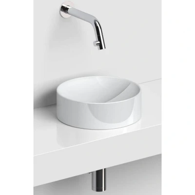 Afbeelding van Clou Vale Rond Fontein Zonder Kranenbank Met Geïntegreerde Afvoer Glanzend Wit Keramiek 22 cm