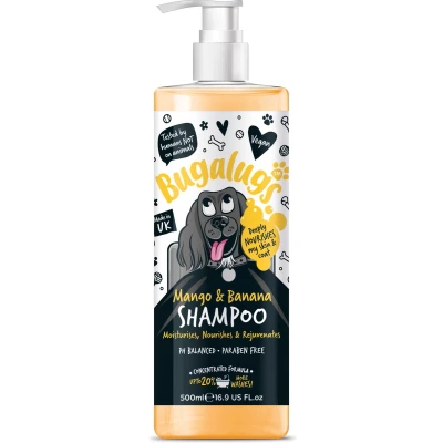 Afbeelding van Bugalugs Hondenshampoo Mango &amp; Banana Alle vachttypes Fles met pompje Vegan 500 ml
