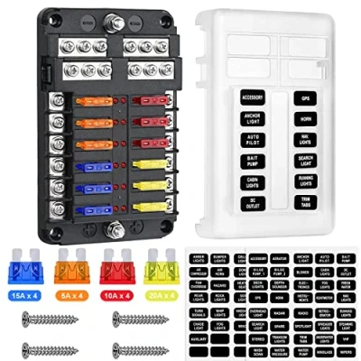 Afbeelding van 12 Manier V Blade Zekeringblok, Topcloud Zekeringkast Houder met LED Lichtindicator &amp; Beschermhoes voor Auto Boot Marine Trike Vrachtwagen Voertuig SUV Yacht RV