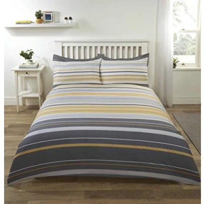 Afbeelding van Rapport Stratford Stripe Dekbedovertrek Bedset, Oker, King Size, Katoenmix