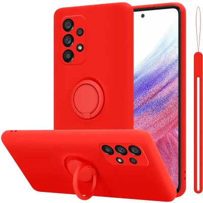 Afbeelding van Cadorabo Hoesje geschikt voor Samsung Galaxy A53 5G in LIQUID ROOD Beschermhoes van flexibel TPU silicone Case Cover met ring