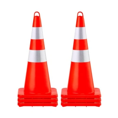 Afbeelding van VEVOR Reflecterende signaalkegel, 73 cm, bouwplaats van pvc, veiligheidskegel met verzwaarde basis en draagbare ring voor begrenzing, noodparkeren op de weg, parkeerplaats, oranje zilver