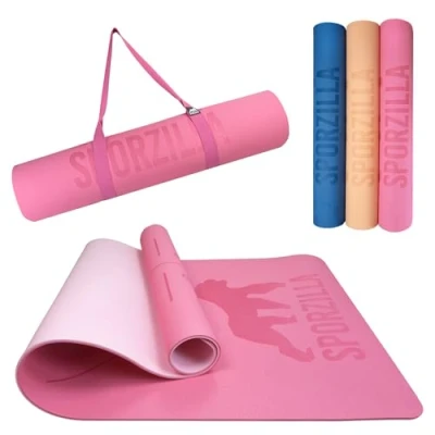 Afbeelding van Sporzilla® Premium XL fitness en yogamat, extra breed 80 cm, 8 mm dik, antislip vrij van schadelijke stoffen, met hulplijnen
