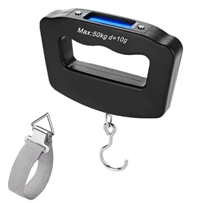 Afbeelding van Bagageweegschalen, 50 kg/110 lb elektronische hangende weegschalen, Handheld stijl koffer weegschalen met achtergrondverlichting LCD scherm, visschaal haak voor reizen buitenshuis thuisgebruik