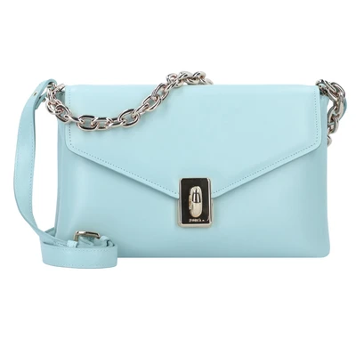 Afbeelding van FURLA Leren Schoudertas Meridiana Crossbody Bag With Double Strap Acquamarina Lichtblauw