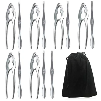 Afbeelding van Zeevruchten Gereedschap Kit, met 7 Stks Rvs Vorken En 6 Zink Legering Crackers, Gebruikt Voor Zeevruchten, Noten, Schaaldieren, Kreeft Krab Cracker Tool Set