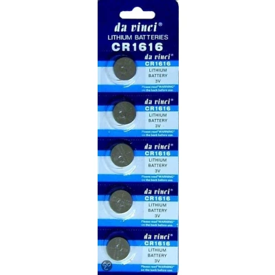 Afbeelding van Lithium knoopcel CR1616 (5 stuks)
