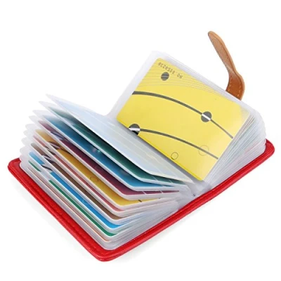Afbeelding van 10 kleuren creditcardhouder voor dames en heren, leer, 26 sleuven, Rood#2, Une taille pour tous, Klassiek