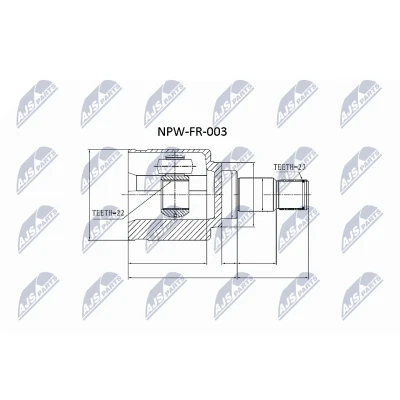 Afbeelding van NTY NPW FR 003 Homokineet Handgeschakeld Vooras links, Versnellingsbak zijde FORD: Focus 2 Kombi, 2, C Max