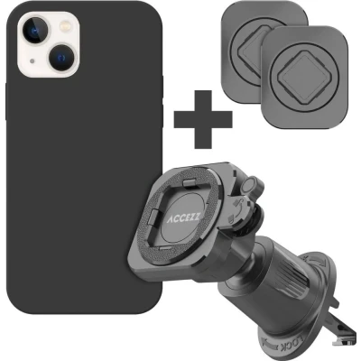 Afbeelding van Accezz EasyLock telefoonhouder auto inclusief hoesje voor de iPhone 13 Ventilatierooster 360 graden draaibaar Zwart