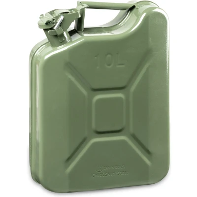 Afbeelding van WALSER metalen jerrycan, 10 liter, diesel metaal, UN gecertificeerd met veiligheidssluiting, olijfgroen, 30 x 13 40,5 cm