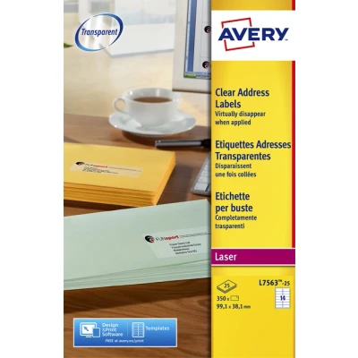 Afbeelding van Etiket Avery L7563 25 99.1x38.1mm transparant mat 350stuks