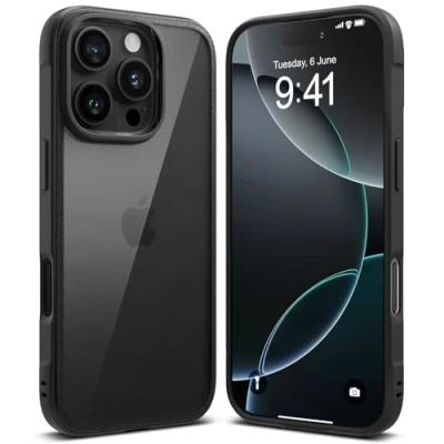 Afbeelding van Ringke Fusion Bold Compatibel met iPhone 16 Pro Max Case Stevige Grip Minimale Vergeling Helder Harde Achterkant Schokbestendige Bumper Cover Hoesje Black