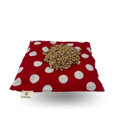 Afbeelding van ATC Handels GmbH Kersenpitkussen 24x25cm rood met witte stippen korrelkussen, ontspanningskussen, warmtekussen, natuurlijk kussen XXL, natuurlijke kersenpitten, Made in EU